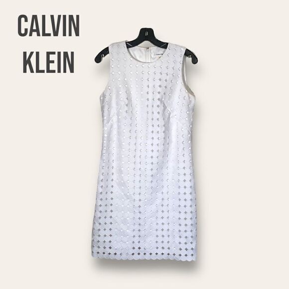 Calvin Klein White Sleeveless Dress Size 8 - Picture 1 of 7